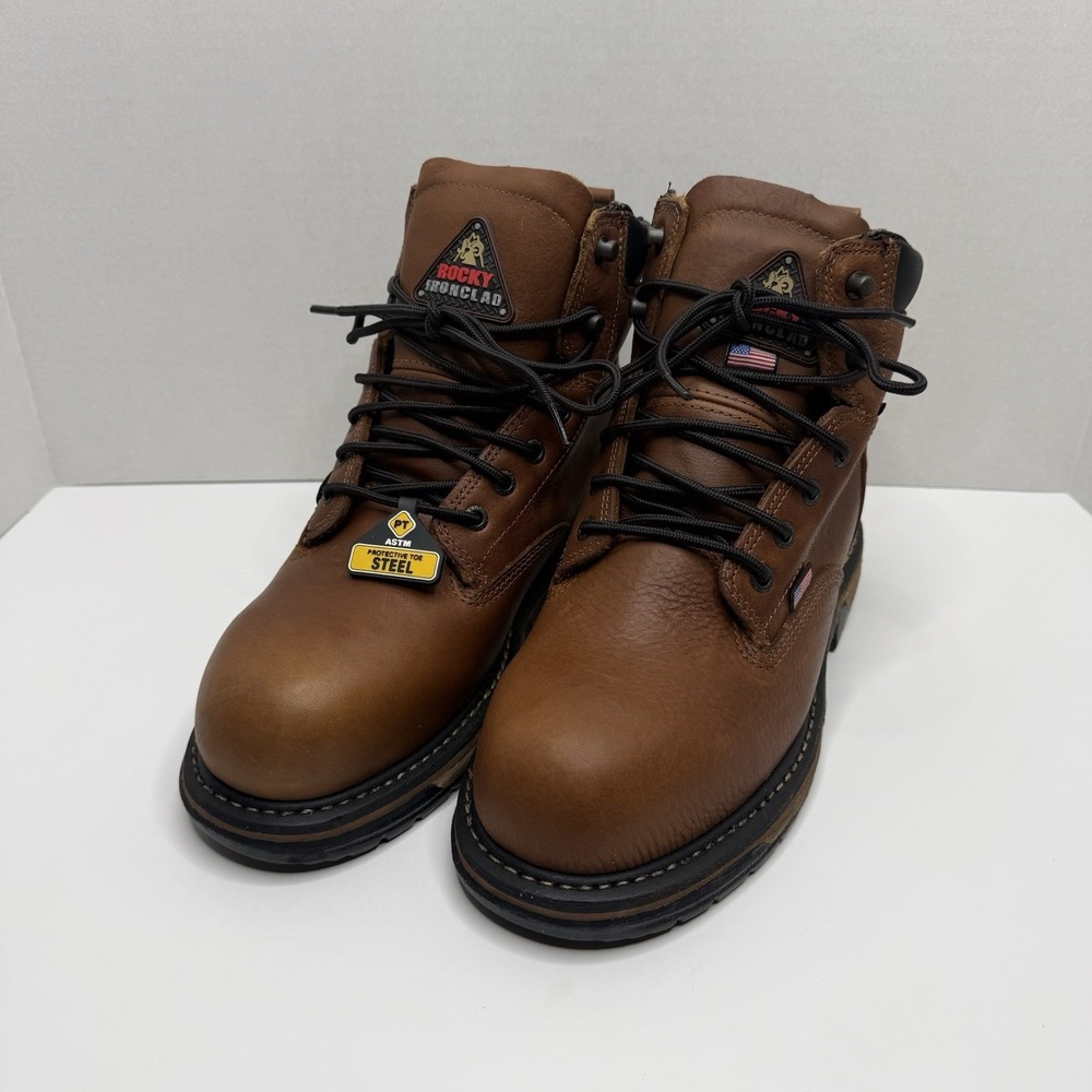 Rocky IronClad USA RKK0330 Steel Toe Waterproof Work Boots Mens 9M New